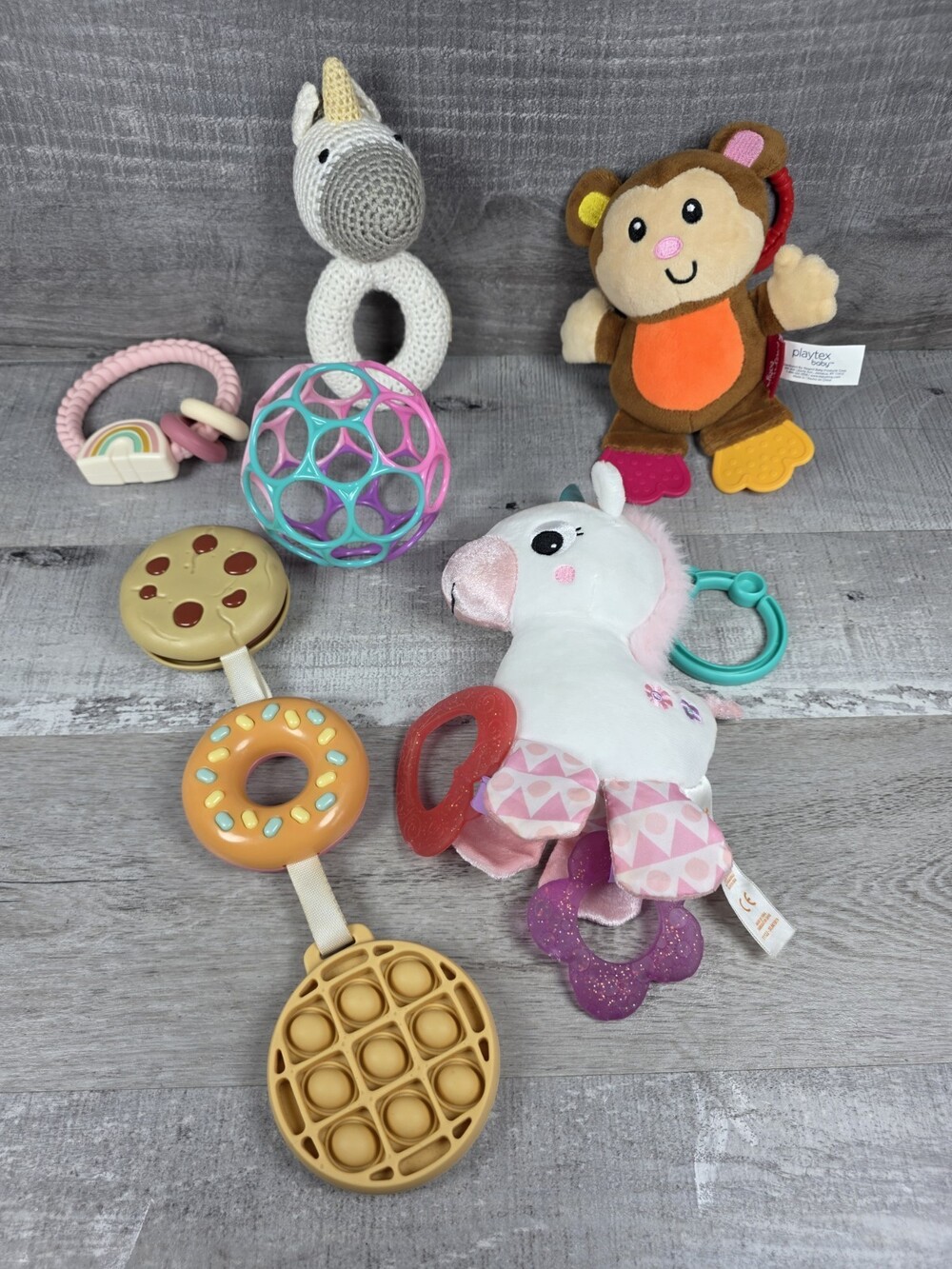 Baby Toys Rattle Chew Grasp Developmental Sensory Play LOT PINK b134